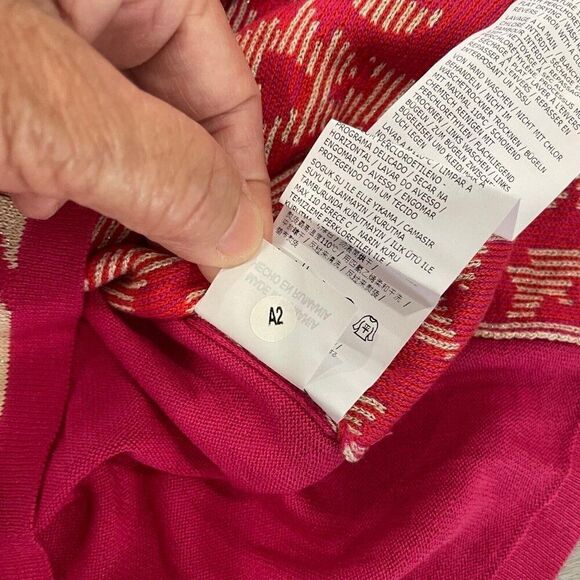 Weekend Max Mara Women Large Fuchsia Cashmere Print Sweater Silk Blend Shirt New - Picture 10 of 12